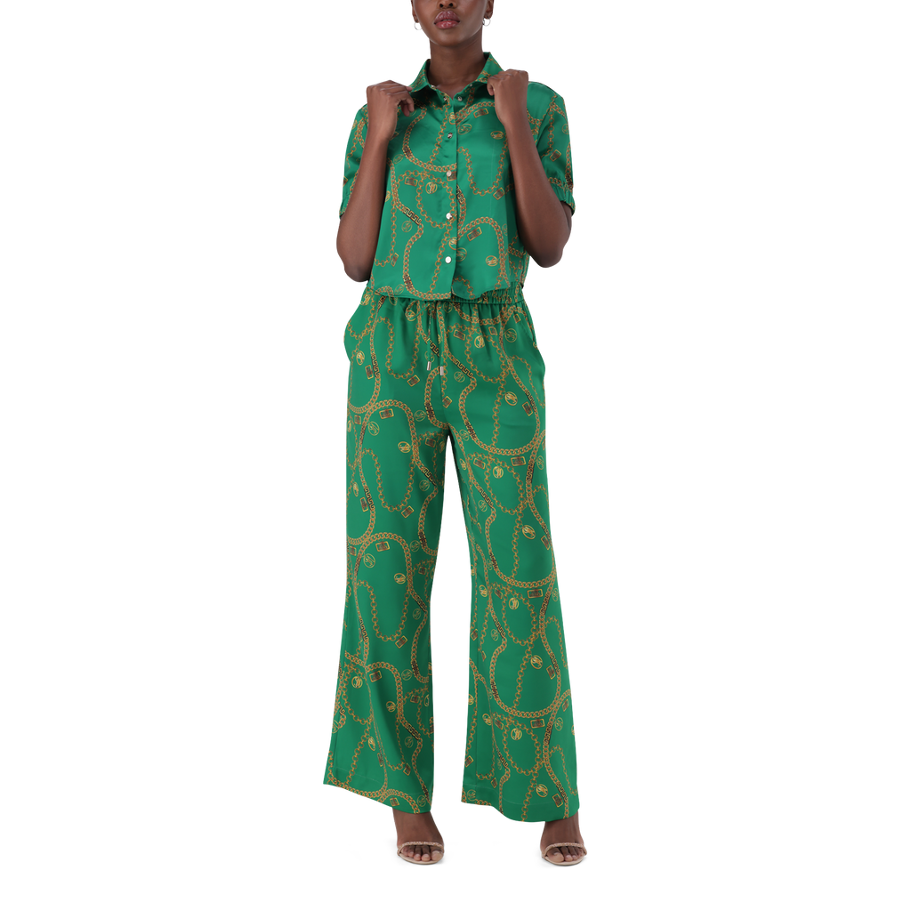 ZURI GREEN CROPPED SHORT SLEEVE SHIRT