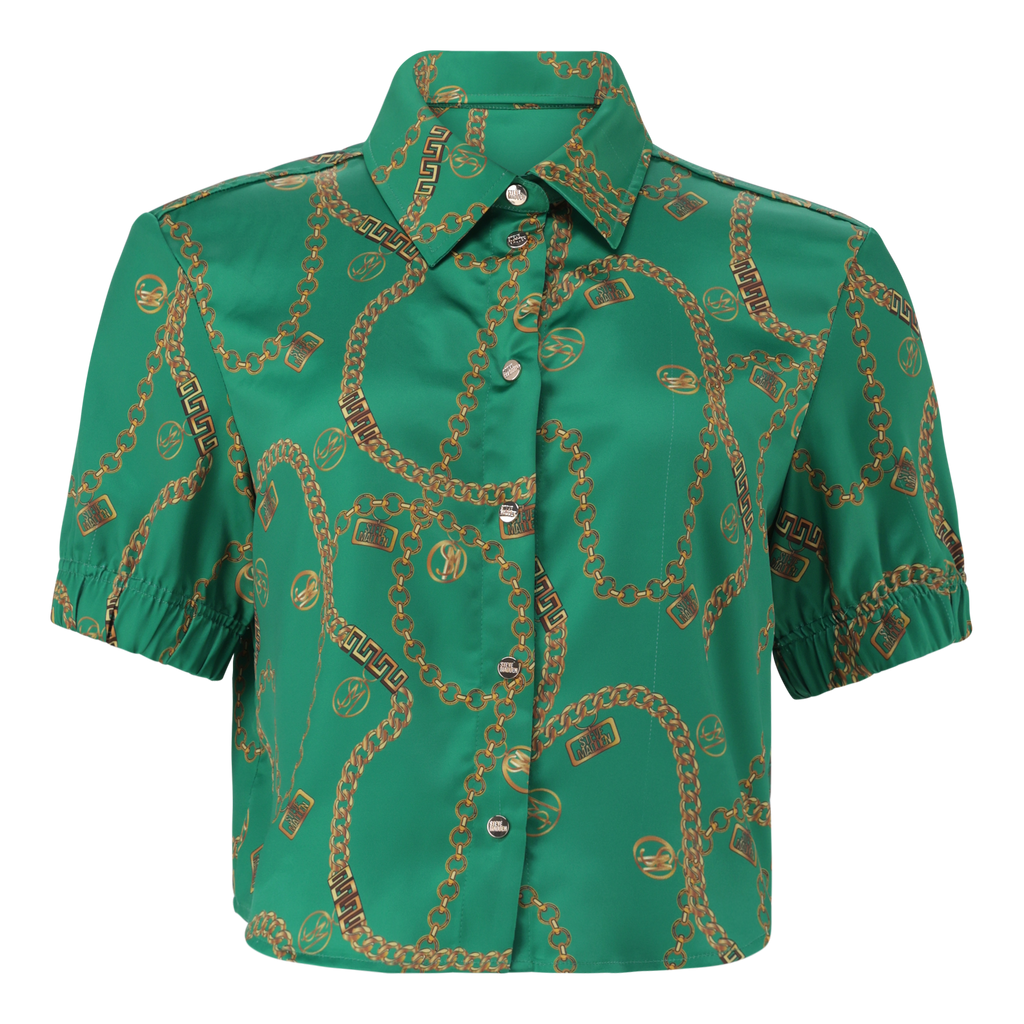 ZURI GREEN CROPPED SHORT SLEEVE SHIRT