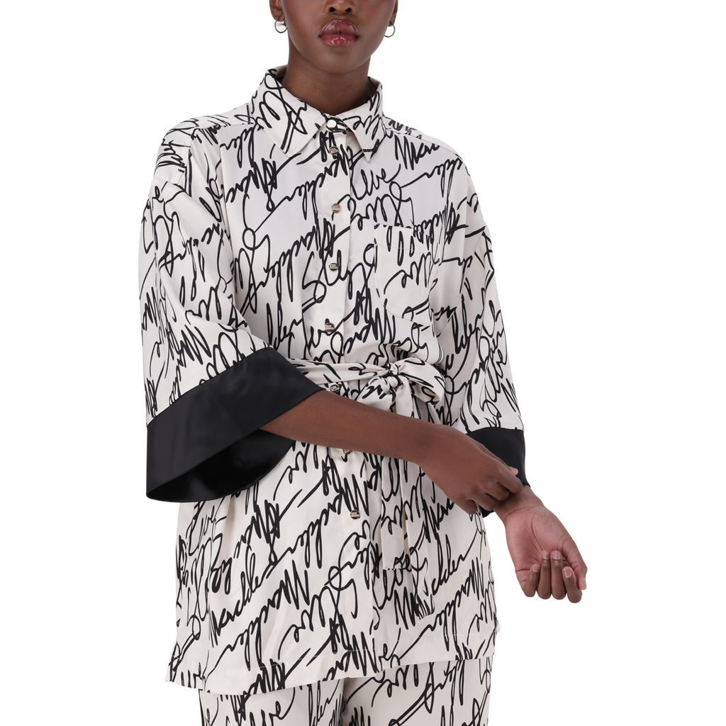 NYLA WHITE KIMONO SHIRT WITH BELT