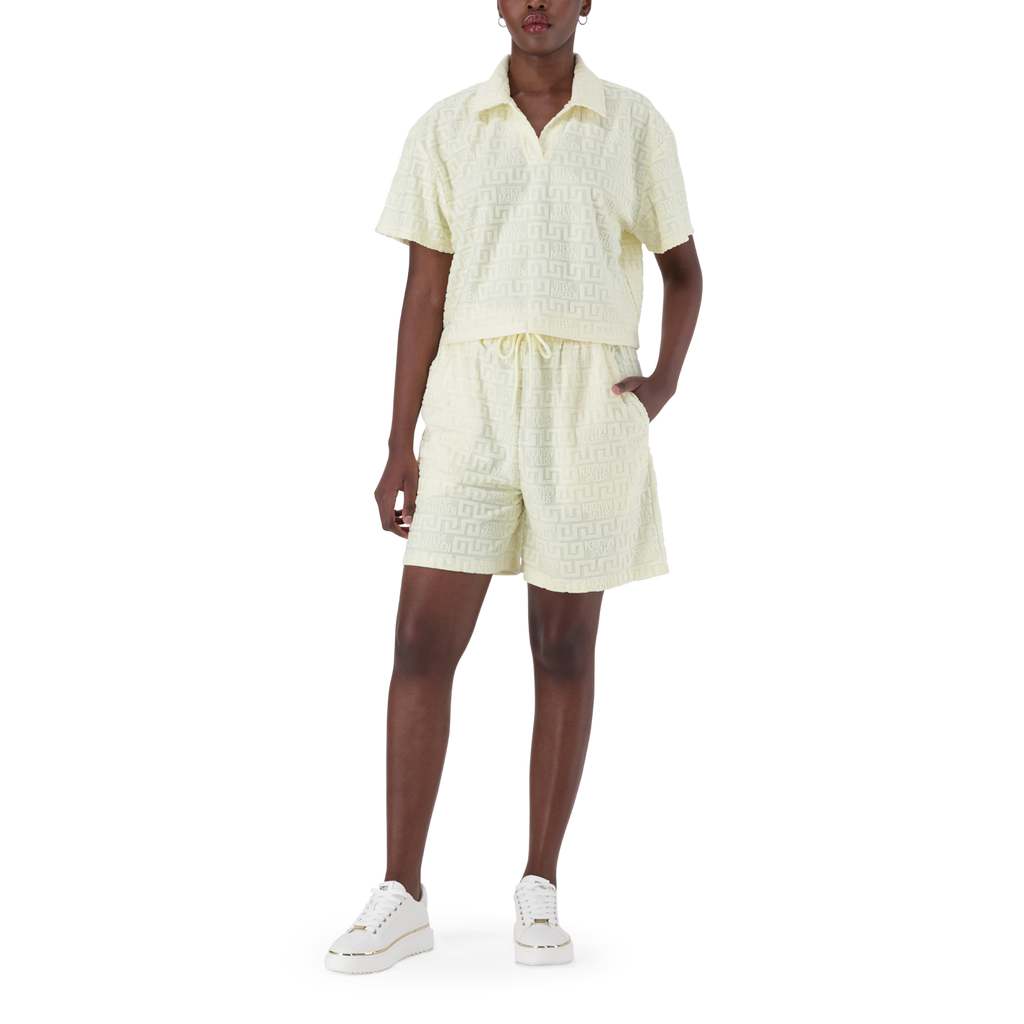 TESSA LEMON EMBOSSED LOGO TOP WITH COLLAR