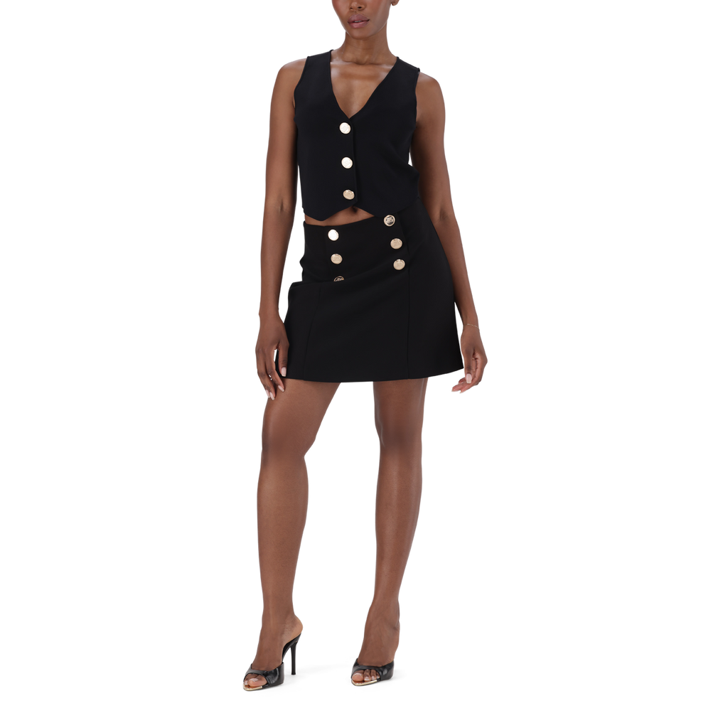 SOFIA BLACK KNIT WAISTCOAT TOP
