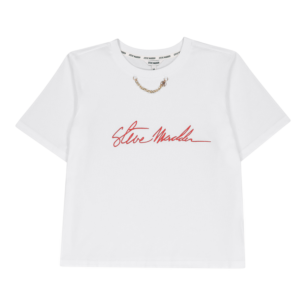 THERESA WHITE REGULAR T-SHIRT WITH CHAIN CHARM