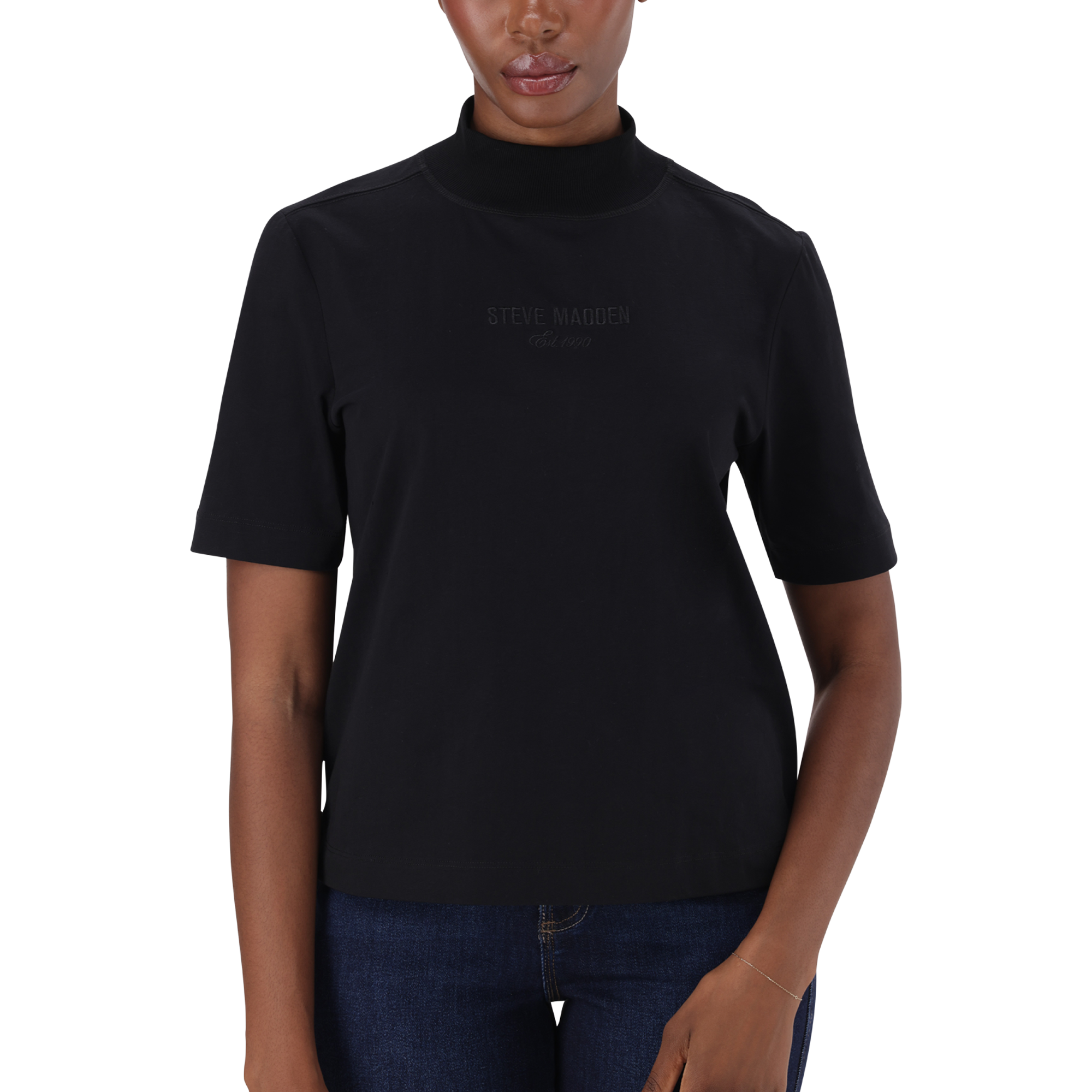 KELLY BLACK HIGH NECK T-SHIRT