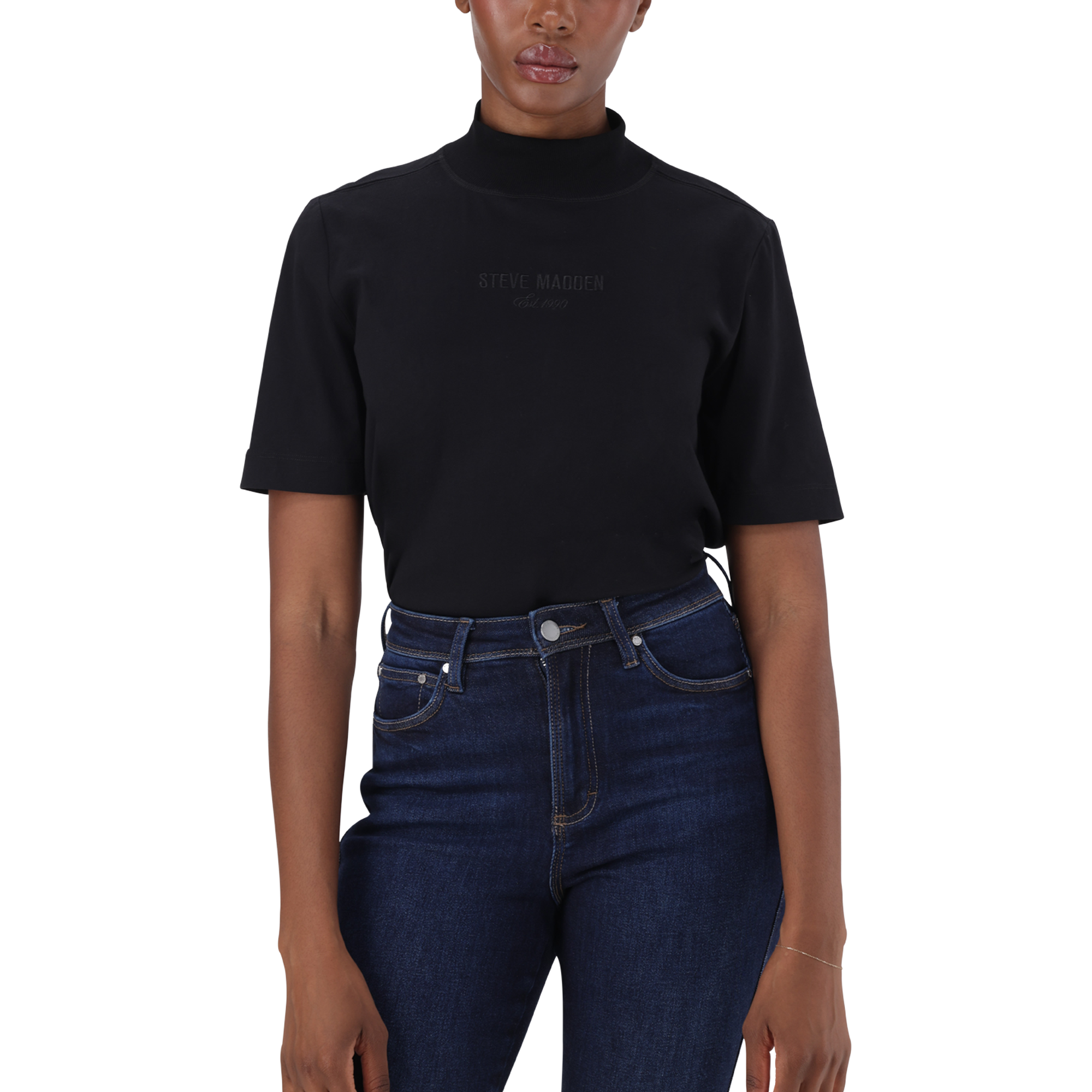 KELLY BLACK HIGH NECK T-SHIRT