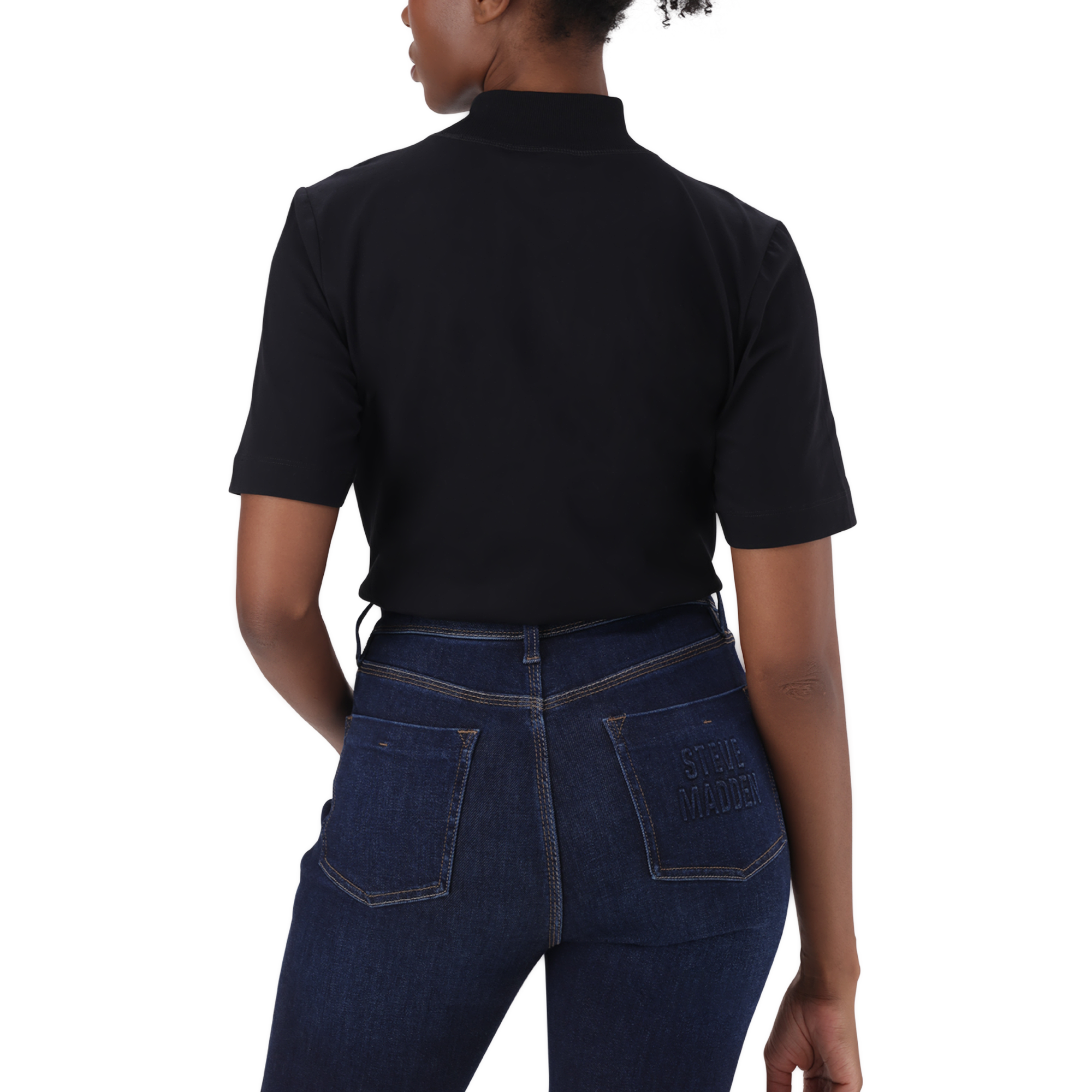 KELLY BLACK HIGH NECK T-SHIRT