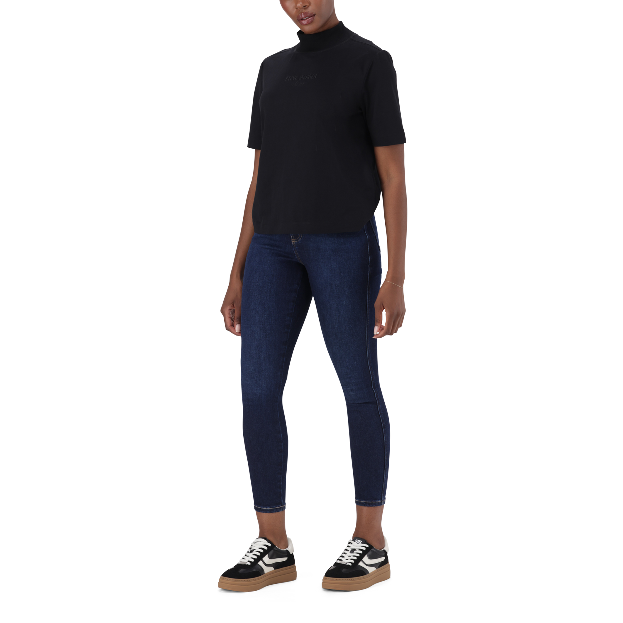 KELLY BLACK HIGH NECK T-SHIRT
