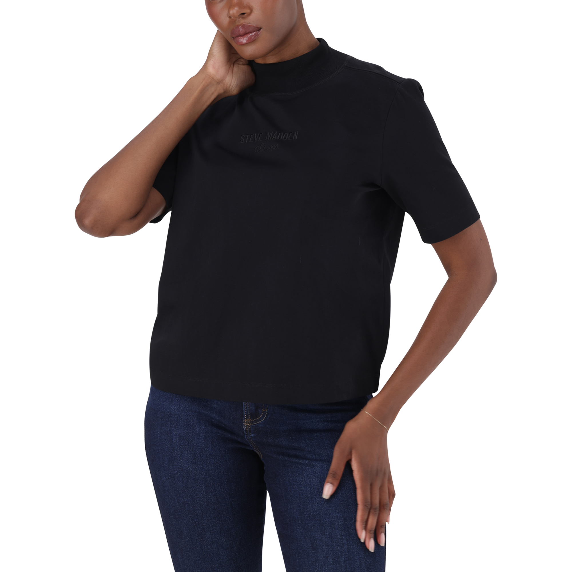 KELLY BLACK HIGH NECK T-SHIRT
