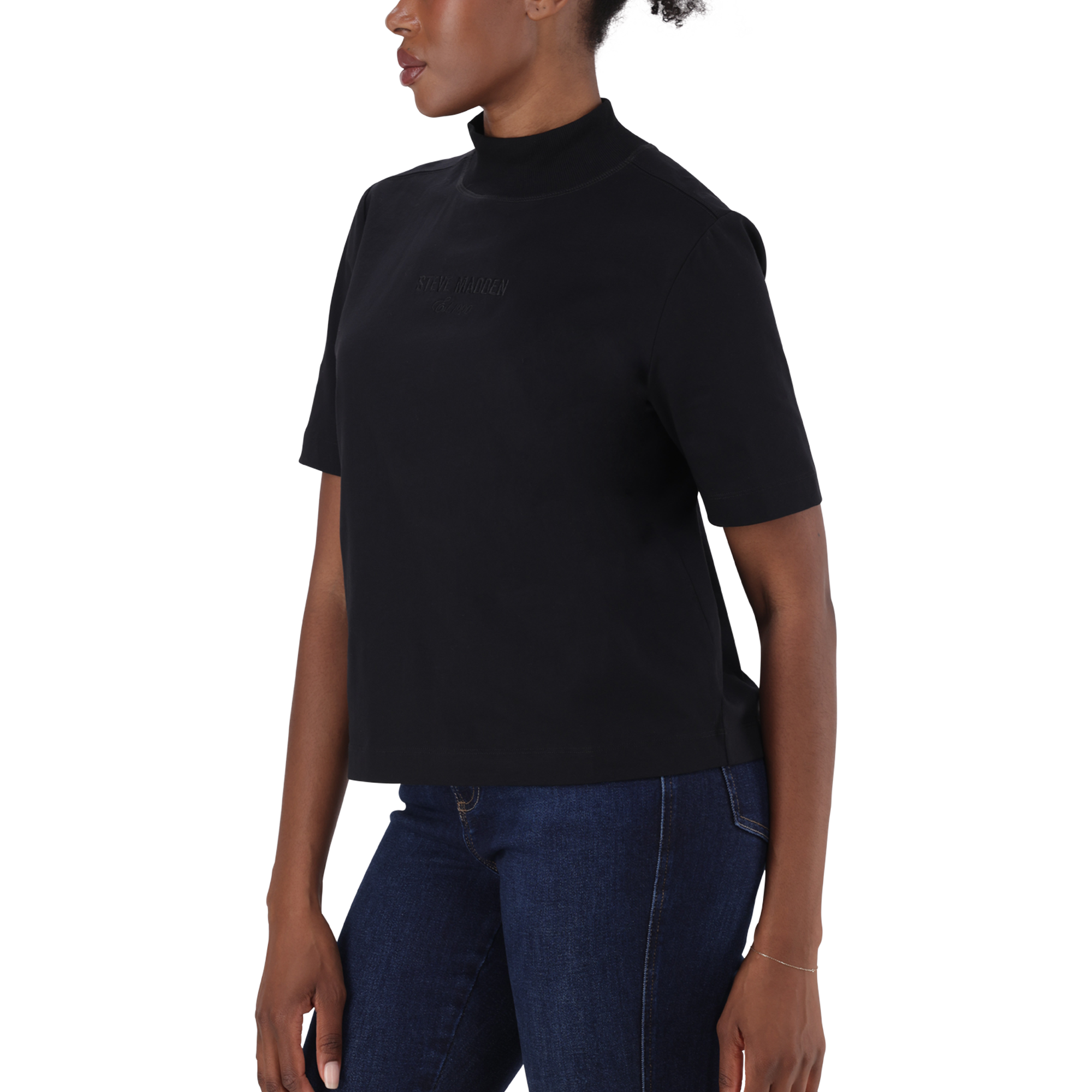 KELLY BLACK HIGH NECK T-SHIRT