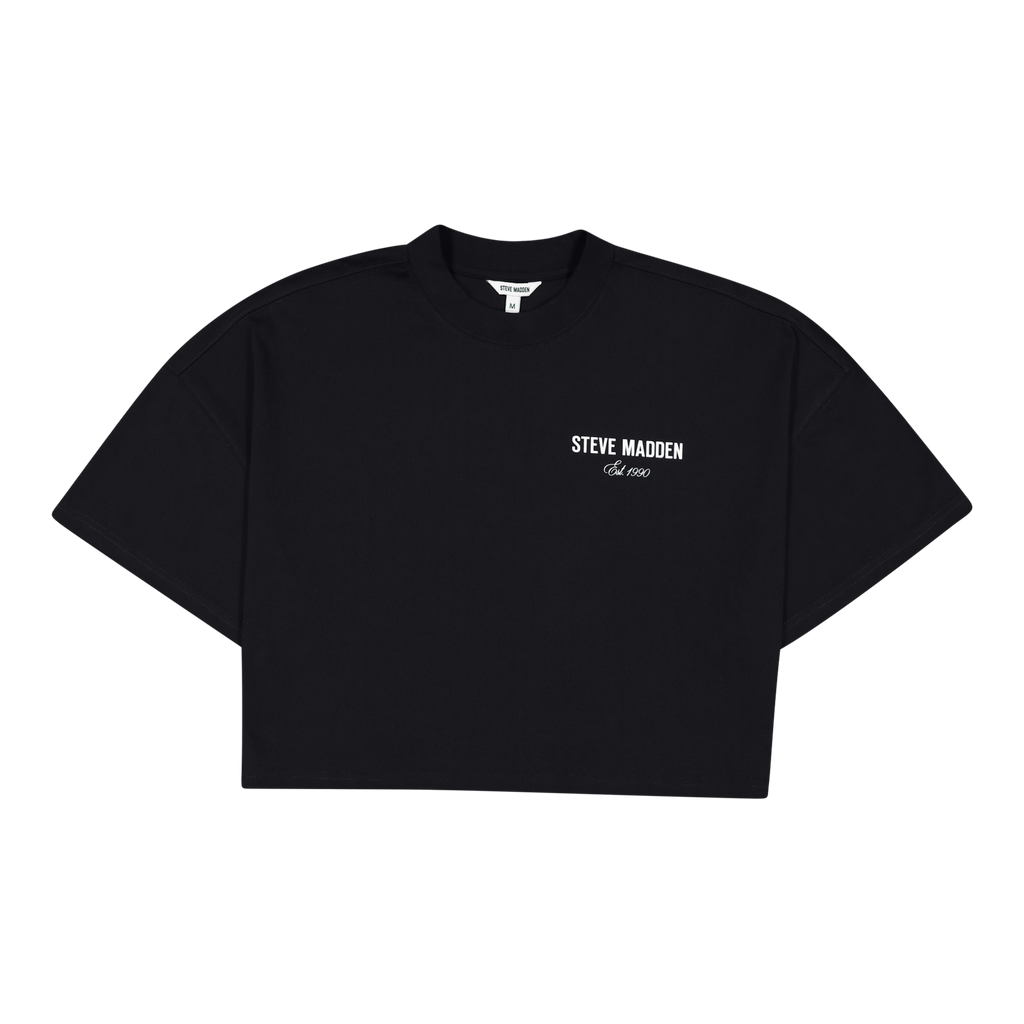 AMARA BLACK CROPPED BOXY T-SHIRT
