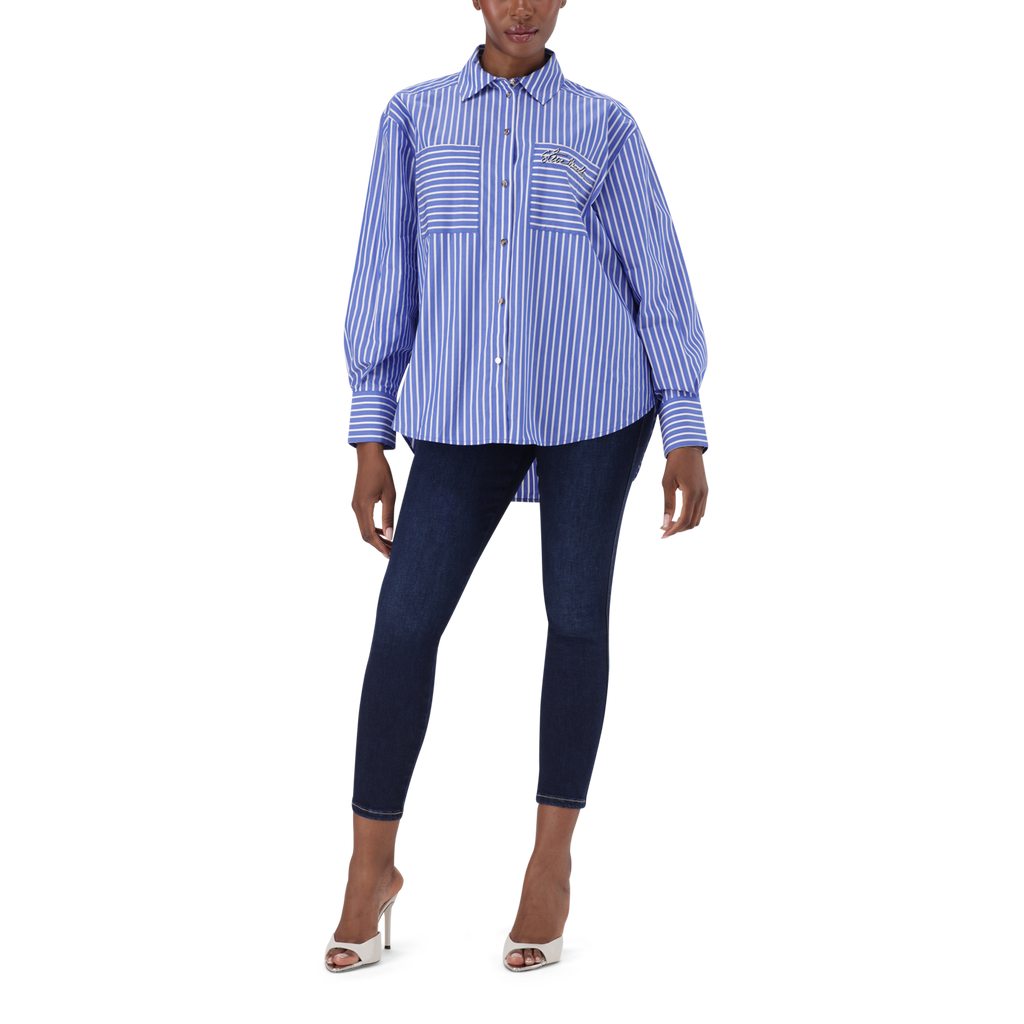 LYLA DARK BLUE OVERSIZED STRIPED SHIRT