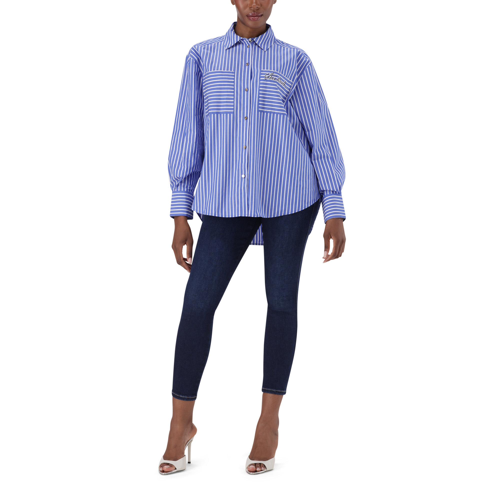 LYLA DARK BLUE OVERSIZED STRIPED SHIRT