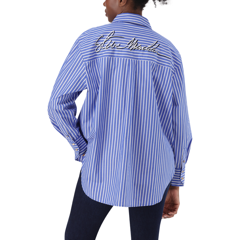 LYLA DARK BLUE OVERSIZED STRIPED SHIRT
