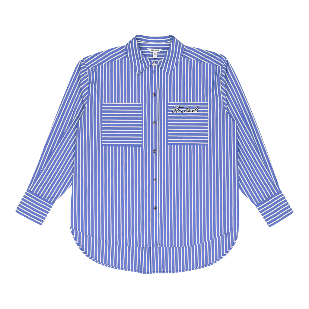 LYLA DARK BLUE OVERSIZED STRIPED SHIRT