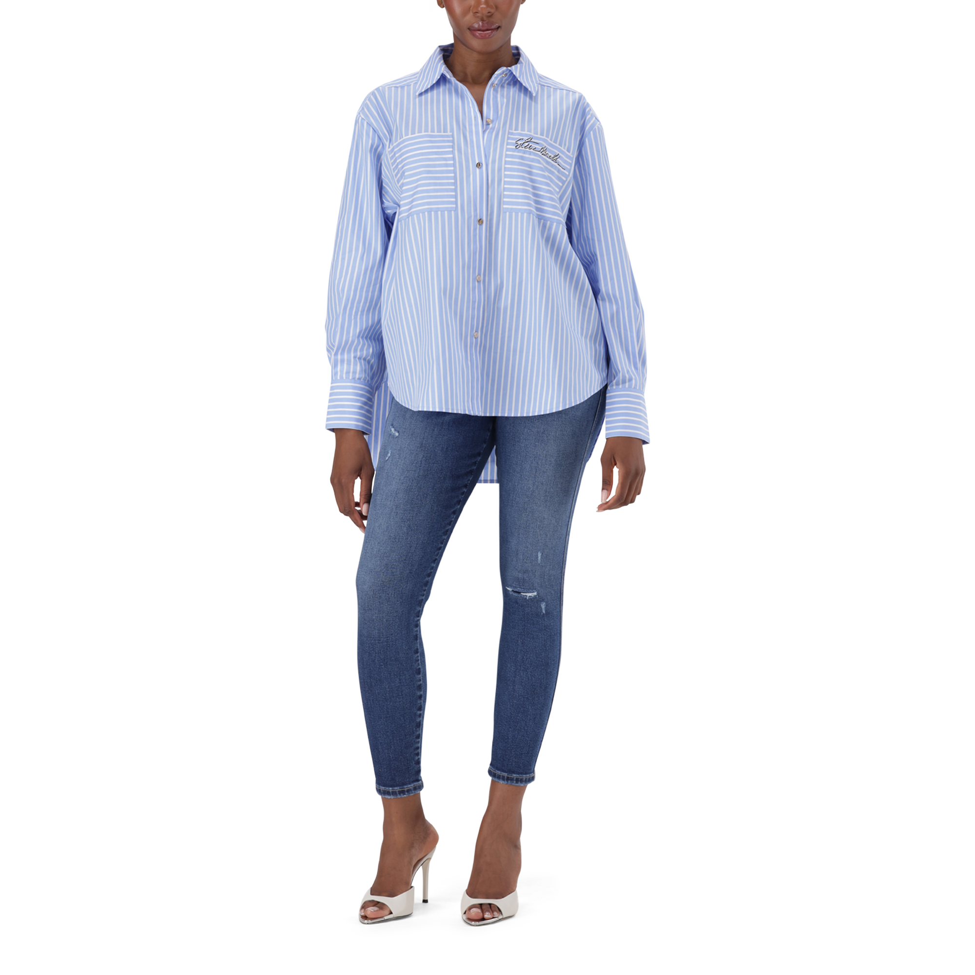 LYLA LIGHT BLUE OVERSIZED STRIPED SHIRT