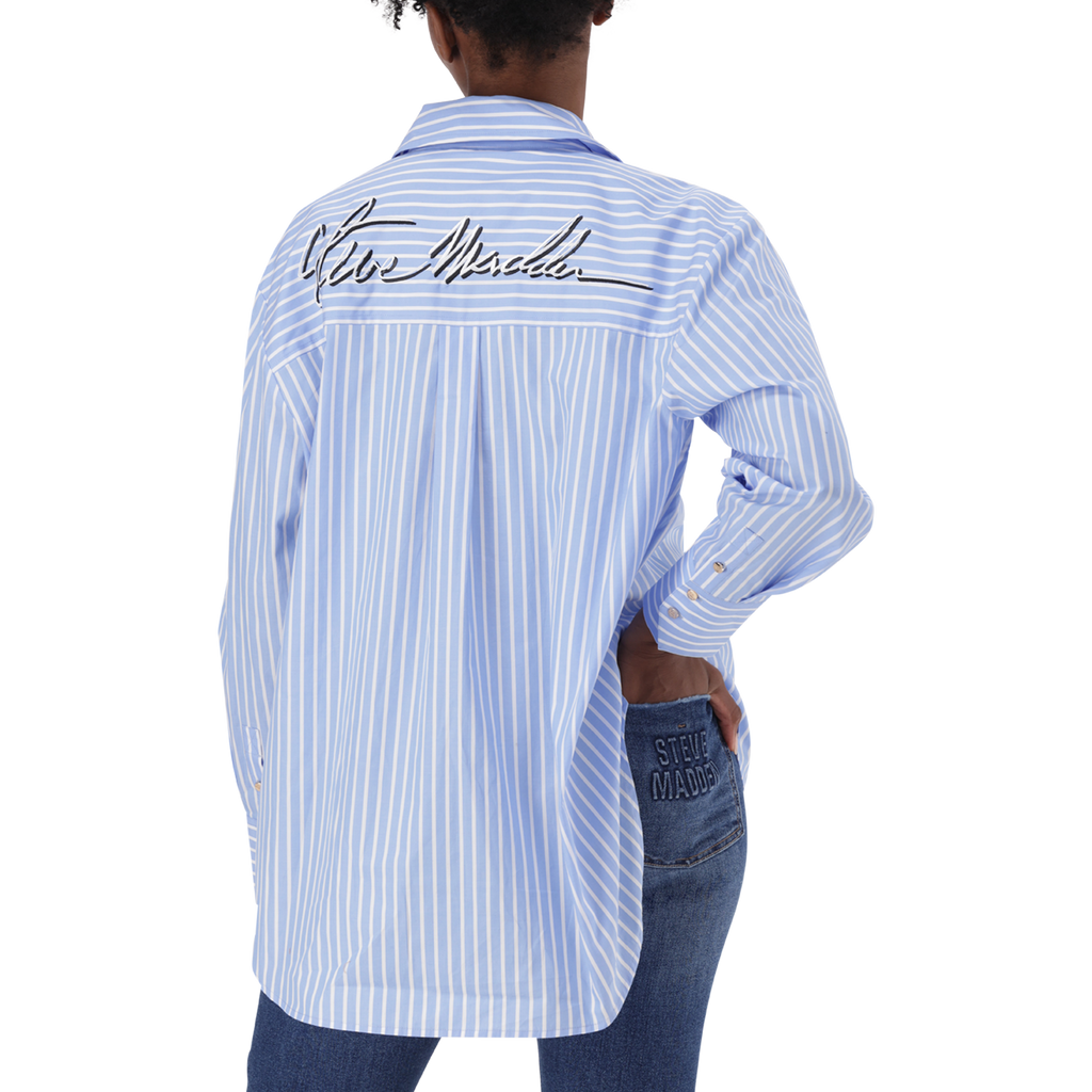 LYLA LIGHT BLUE OVERSIZED STRIPED SHIRT