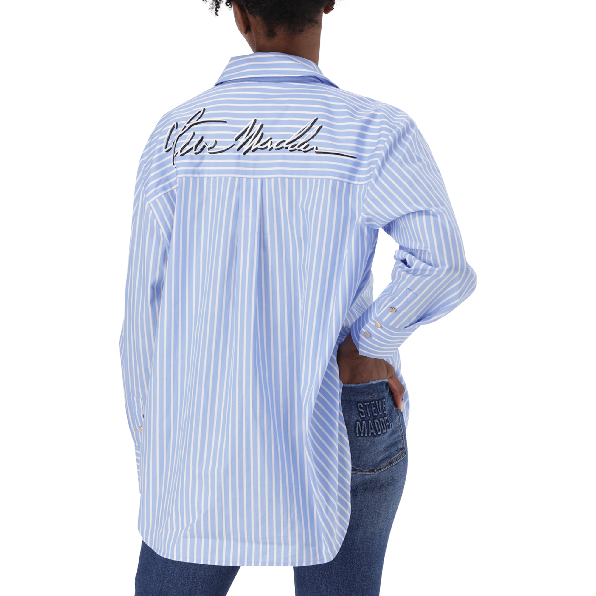LYLA LIGHT BLUE OVERSIZED STRIPED SHIRT