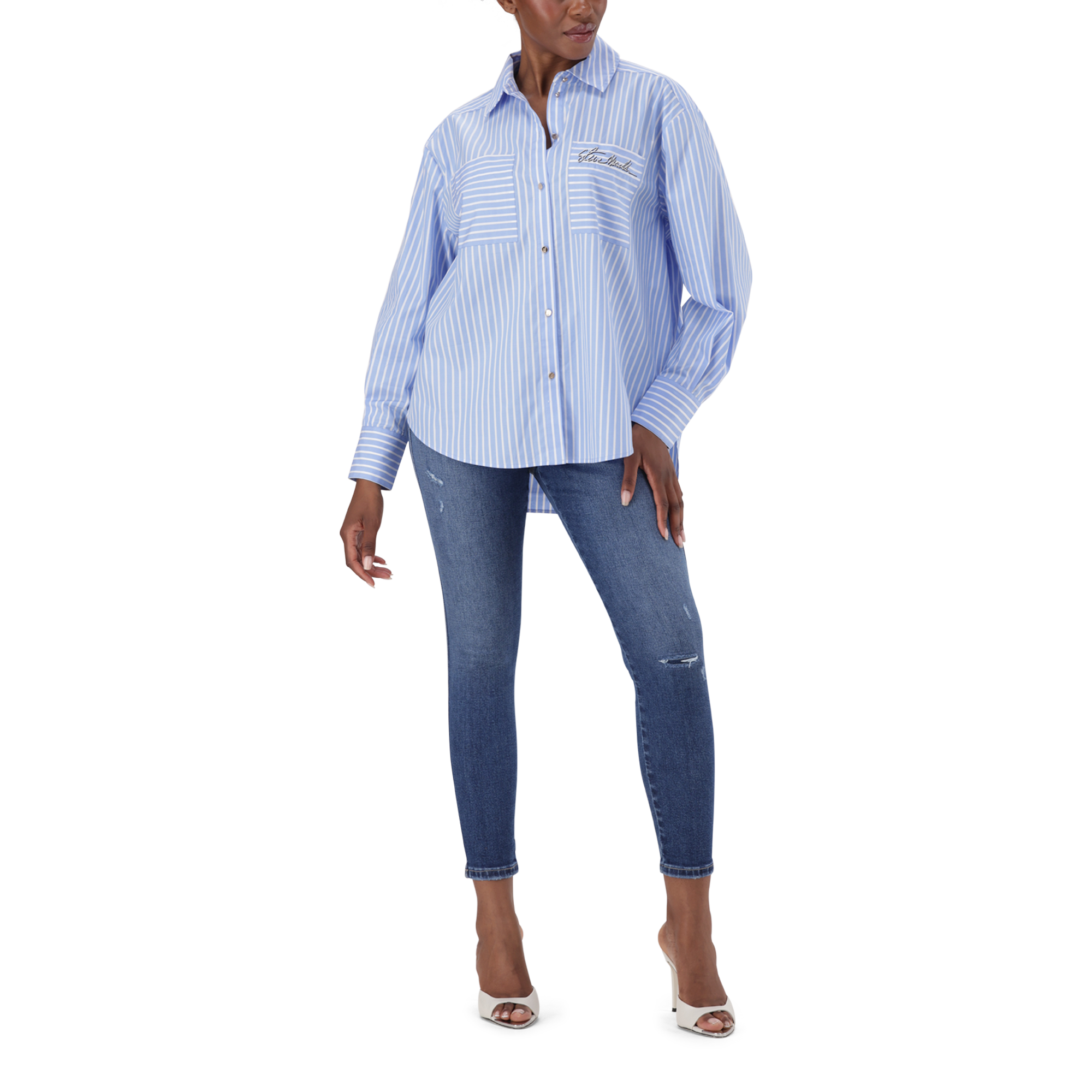 LYLA LIGHT BLUE OVERSIZED STRIPED SHIRT
