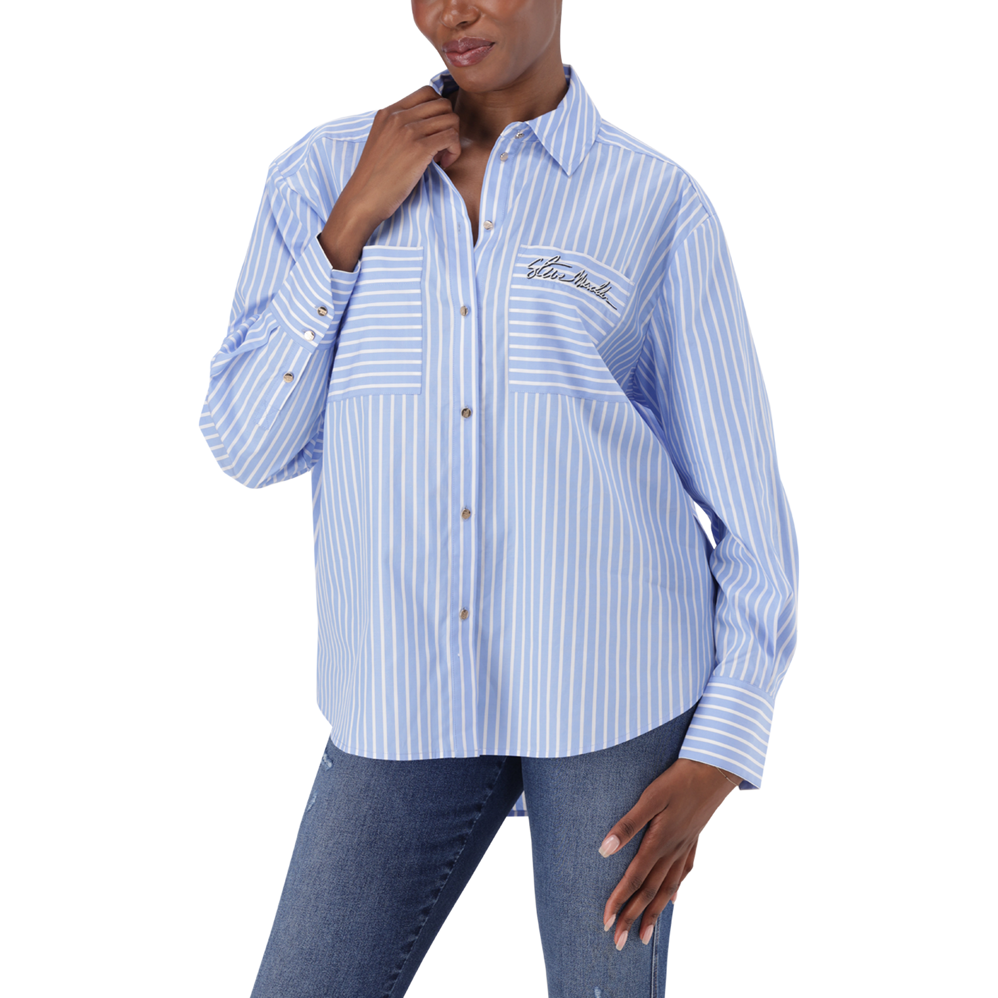 LYLA LIGHT BLUE OVERSIZED STRIPED SHIRT