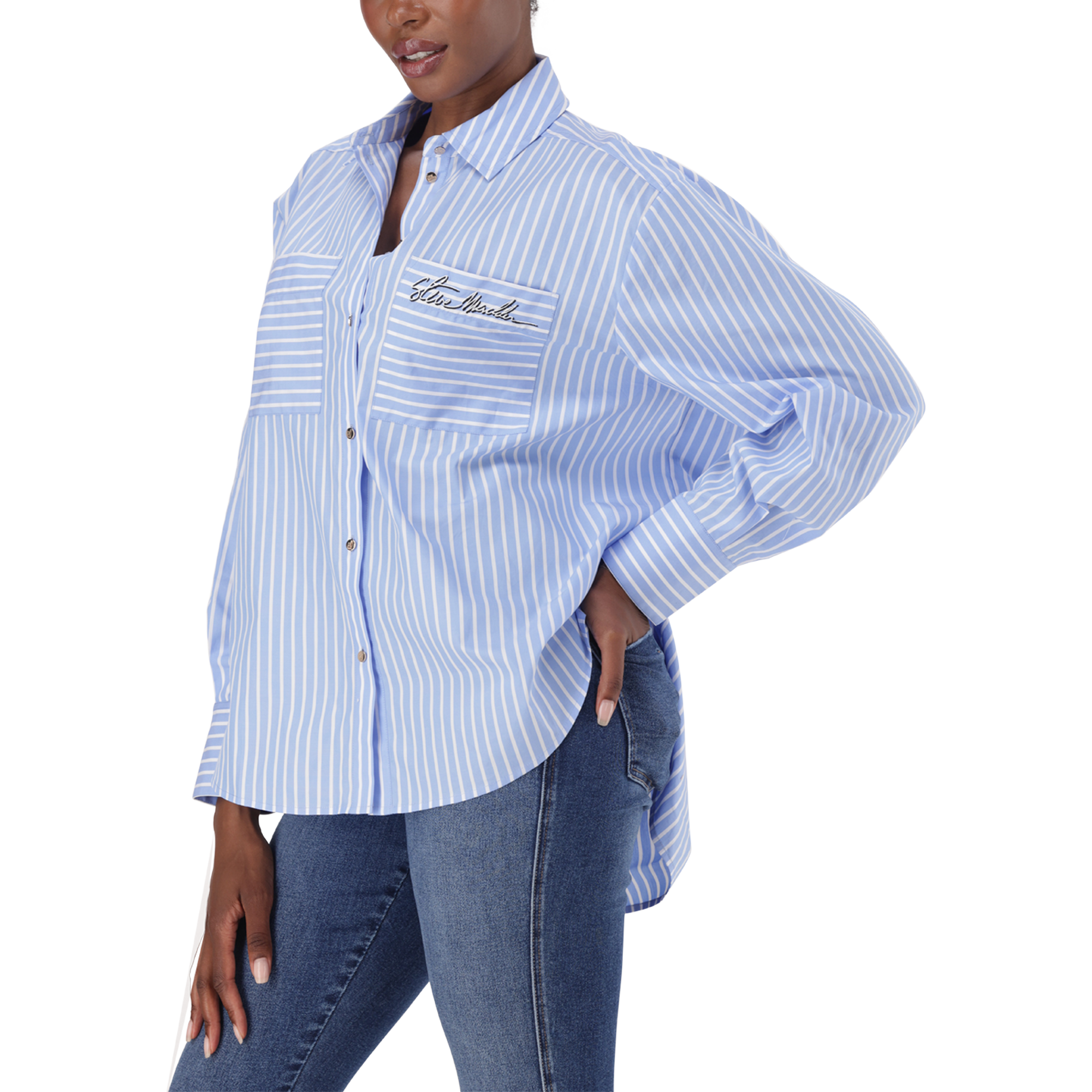 LYLA LIGHT BLUE OVERSIZED STRIPED SHIRT