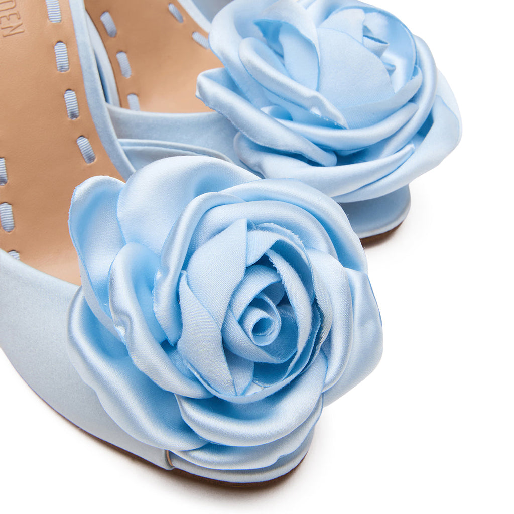 PRIYA-FLWR BLUE SATIN